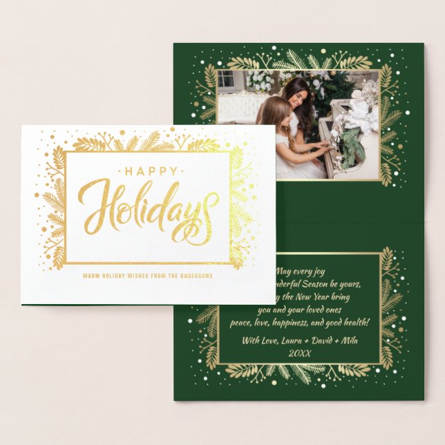 Tarjeta Con Relieve Metalizado Felices fiestas. Personalizado Photo Luxury (Demostración)