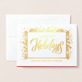 Tarjeta Con Relieve Metalizado Felices fiestas. Personalizado Photo Luxury