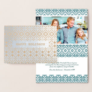 Tarjeta Con Relieve Metalizado Felices fiestas. Personalizado Photo Luxury