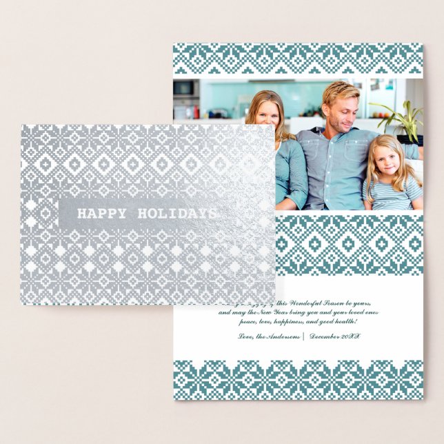 Tarjeta Con Relieve Metalizado Felices fiestas. Personalizado Photo Luxury (Demostración)