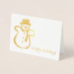 Tarjeta Con Relieve Metalizado Felices fiestas Snowman Cookie Navidades Hanukkah<br><div class="desc">La tarjeta de saludo contiene un ilustracion original de una galleta azucarera en forma de snowman, con FELICES FESTIVIDADES en una fuente divertida. Ideal para Navidades o Hanukkah. ¿No ves lo que estás buscando? ¿Necesita ayuda con la personalización? Haga clic en "Recaucaheartsny" (esquina superior derecha) y luego "contacte con este...</div>