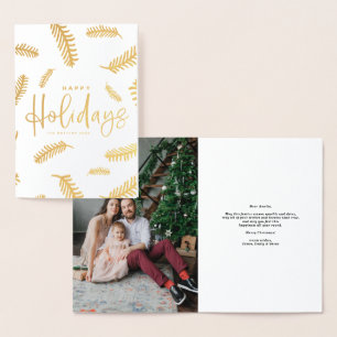 Tarjeta Con Relieve Metalizado Felices vacaciones Lettering y Navidades de las ag