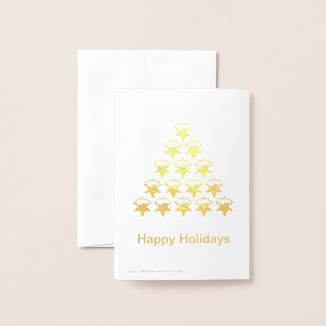 Tarjeta Con Relieve Metalizado Felices vacaciones Navidades del árbol de estrella (Reverso con sobre)