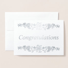 Tarjeta Con Relieve Metalizado Felicidades Plata