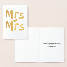 Tarjeta Con Relieve Metalizado Felicidades por la boda de Señora y Señora