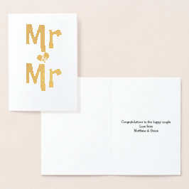 Tarjeta Con Relieve Metalizado Felicidades por la boda de Sr y Sr