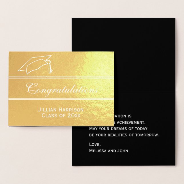 Tarjeta Con Relieve Metalizado Felicitaciones a los graduados elegantes (Demostración)