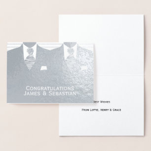 Tarjeta Con Relieve Metalizado Felicitaciones al Boda gay Two Grooms
