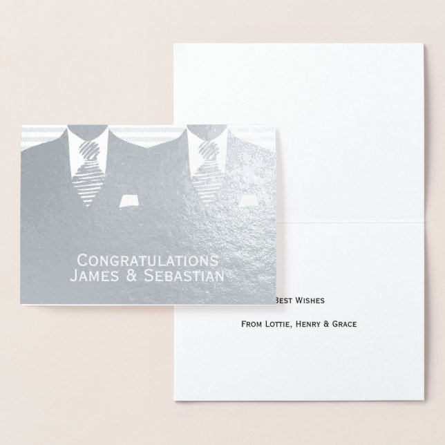 Tarjeta Con Relieve Metalizado Felicitaciones al Boda gay Two Grooms (Demostración)