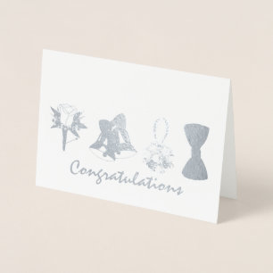 Tarjeta Con Relieve Metalizado Felicitaciones Boda Compromiso Bell Flower Bow