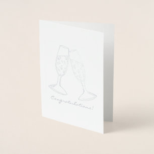 Tarjeta Con Relieve Metalizado Felicitaciones Boda de Champagne Glass Bridal
