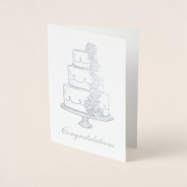 Tarjeta Con Relieve Metalizado Felicitaciones, Boda en niveles, Cake Bride Groom