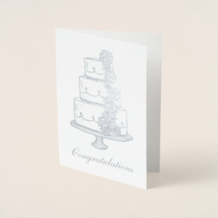 Tarjeta Con Relieve Metalizado Felicitaciones, Boda en niveles, Cake Bride Groom