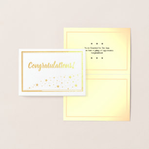 Tarjeta Con Relieve Metalizado Felicitaciones con el oro de la frontera de Stars 