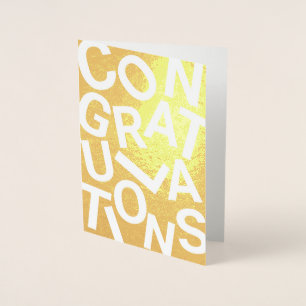 Tarjeta Con Relieve Metalizado Felicitaciones con letras desordenadas modernas