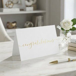 Tarjeta Con Relieve Metalizado Felicitaciones de guión simple y elegante