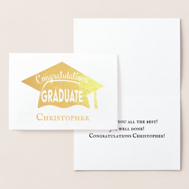 Tarjeta Con Relieve Metalizado Felicitaciones Elegante Moderno Graduación de Tapó (Demostración)