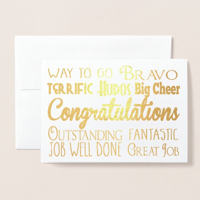 Tarjeta Con Relieve Metalizado Felicitaciones - Felicitaciones - Trabajo bien hec (Anverso con sobre)