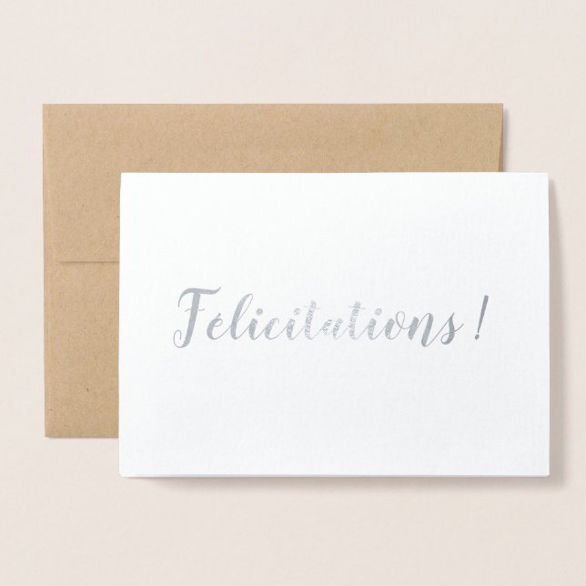 Tarjeta Con Relieve Metalizado Félicitaciones Franceses Felicitaciones Guión de b (Anverso con sobre)