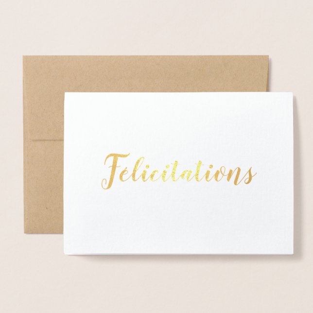 Tarjeta Con Relieve Metalizado Félicitaciones Franceses Felicitaciones Guión de b (Anverso con sobre)