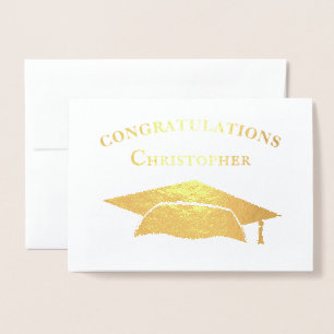 Tarjeta Con Relieve Metalizado Felicitaciones Graduación Cap Modern Simple