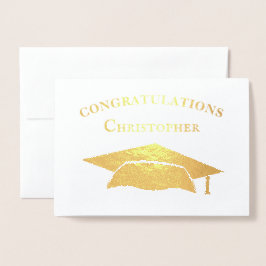 Tarjeta Con Relieve Metalizado Felicitaciones Graduación Cap Modern Simple
