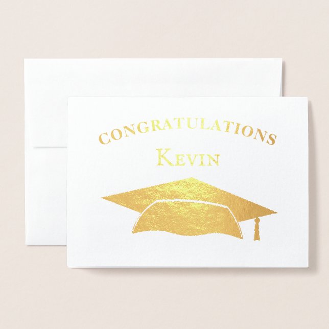 Tarjeta Con Relieve Metalizado Felicitaciones Moderno y Simple Graduación de Tapó (Anverso con sobre)