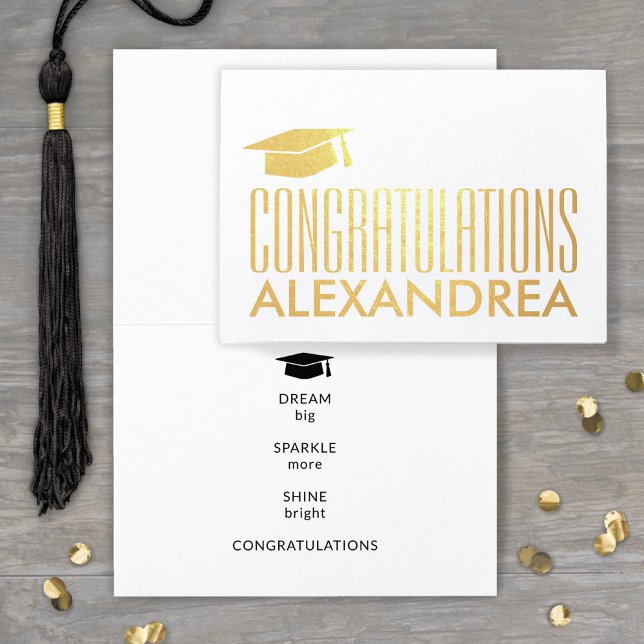 Tarjeta Con Relieve Metalizado Felicitaciones Nombre Graduación Plata Moderna Rea (Subido por el creador)