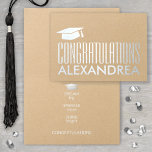 Tarjeta Con Relieve Metalizado Felicitaciones Nombre Graduación Plata Moderna Rea<br><div class="desc">Felicita al graduado con estilo con esta elegante tarjeta de felicitación de Relieve metalizado real plateado impresa en papel kraft premium. Todo el texto es sencillo para el personalizar. El diseño presenta una moderna tipografía minimalista, un nombre personalizado y un saludo en el interior que dice "DREAM big SPARKLE more...</div>
