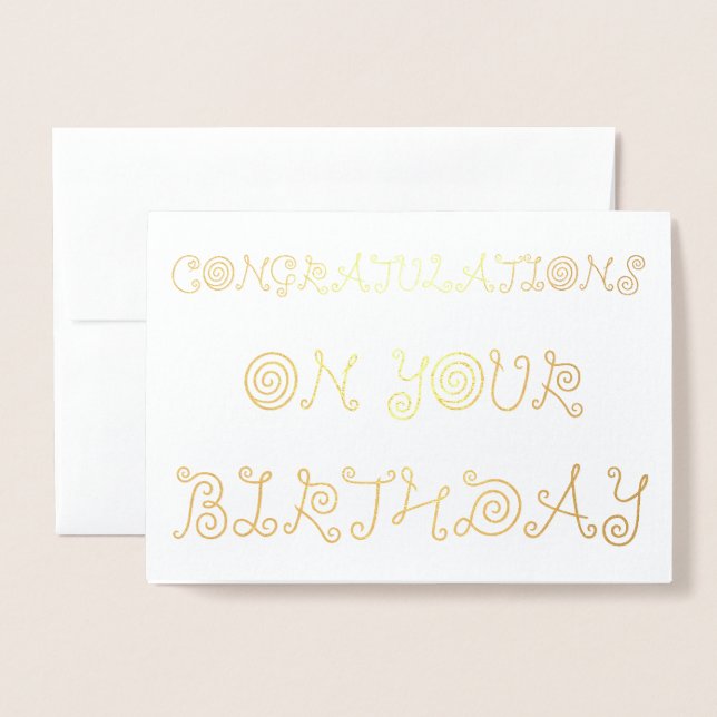 Tarjeta Con Relieve Metalizado Felicitaciones por tu cumpleaños (Anverso con sobre)