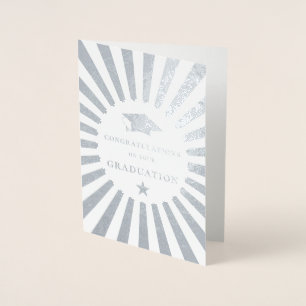 Tarjeta Con Relieve Metalizado Felicitaciones por tu Graduación Sunburst