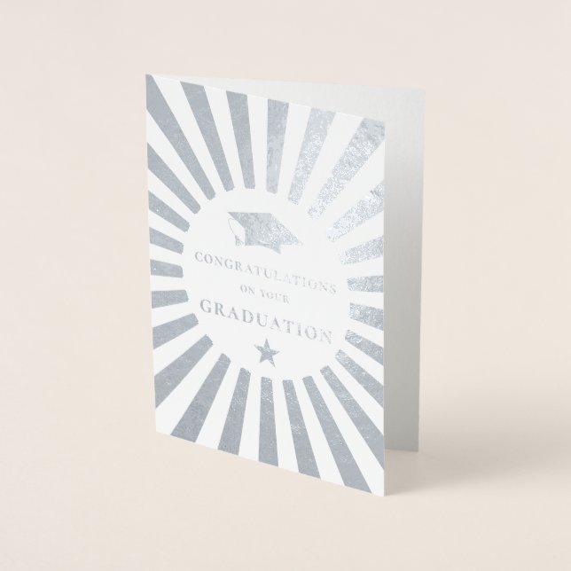 Tarjeta Con Relieve Metalizado Felicitaciones por tu Sunburst de Graduación (Anverso)