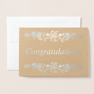 Tarjeta Con Relieve Metalizado Felicitaciones Silver