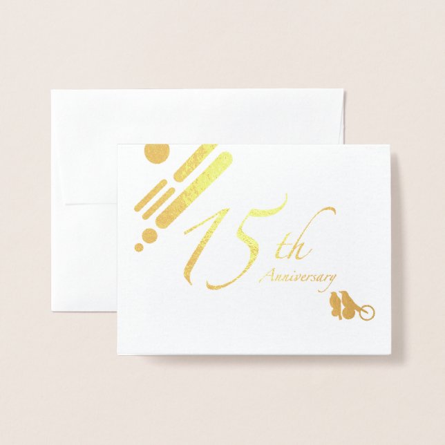 Tarjeta Con Relieve Metalizado Feliz 15° Aniversario de las Aves del Mod (Anverso con sobre)