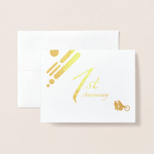 Tarjeta Con Relieve Metalizado Feliz 1er aniversario Aves de Dios