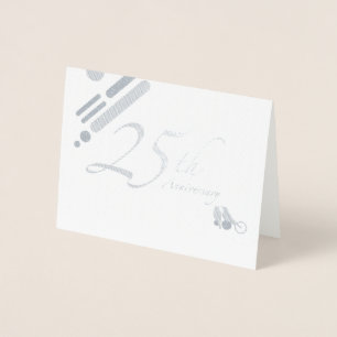 Tarjeta Con Relieve Metalizado Feliz 25° Aniversario de las Aves del Mod