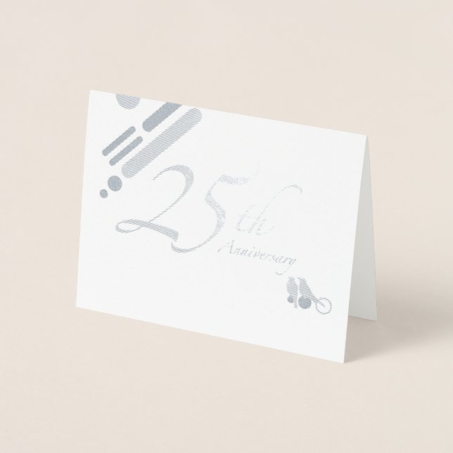 Tarjeta Con Relieve Metalizado Feliz 25° Aniversario de las Aves del Mod (Anverso)