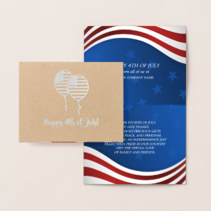 Tarjeta Con Relieve Metalizado Feliz 4 de julio. Corporación Patriótica