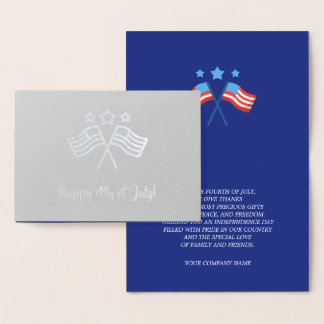 Tarjeta Con Relieve Metalizado Feliz 4 de julio. Diseño patriótico