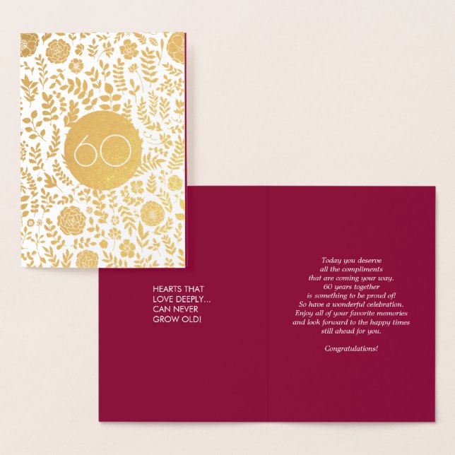 Tarjeta Con Relieve Metalizado Feliz 60° aniversario Boda de lujo (Demostración)