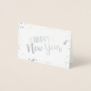 Tarjeta Con Relieve Metalizado Feliz Año Nuevo