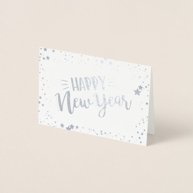 Tarjeta Con Relieve Metalizado Feliz Año Nuevo (Anverso)