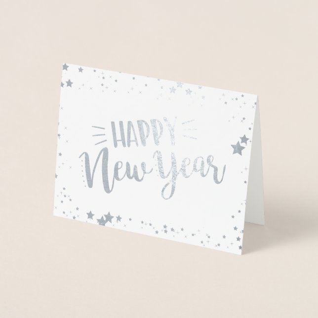 Tarjeta Con Relieve Metalizado Feliz Año Nuevo (Anverso)