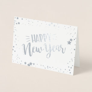 Tarjeta Con Relieve Metalizado Feliz Año Nuevo