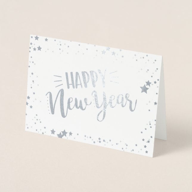 Tarjeta Con Relieve Metalizado Feliz Año Nuevo (Anverso)