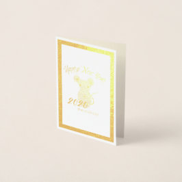 Tarjeta Con Relieve Metalizado Feliz Año Nuevo 2020 Año de la Rata