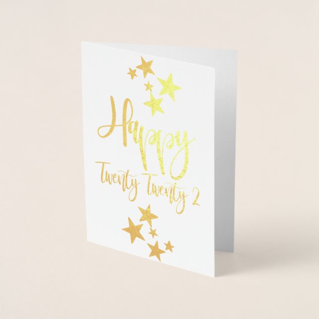 Tarjeta Con Relieve Metalizado Feliz Año Nuevo 2022 (Anverso)