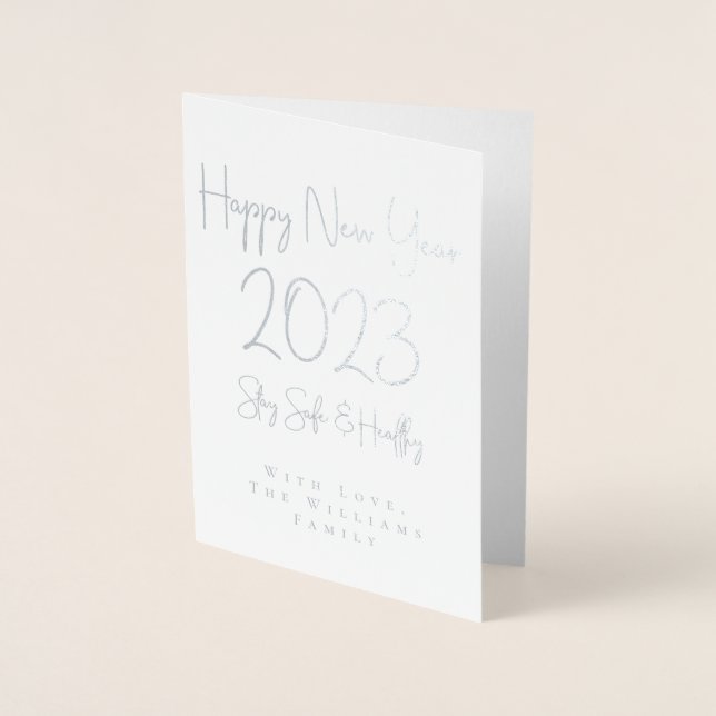 Tarjeta Con Relieve Metalizado Feliz Año Nuevo 2023 Estancia segura y Relieve met (Anverso)