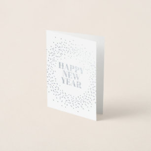 Tarjeta Con Relieve Metalizado Feliz Año Nuevo Moderno Sparkler