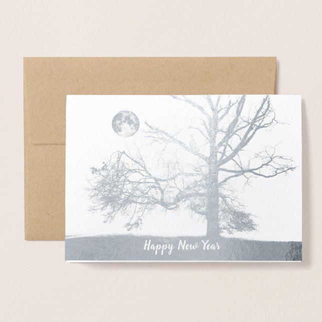 Tarjeta Con Relieve Metalizado Feliz Año Nuevo: Parque Prospect, NY—vacaciones (Anverso con sobre)